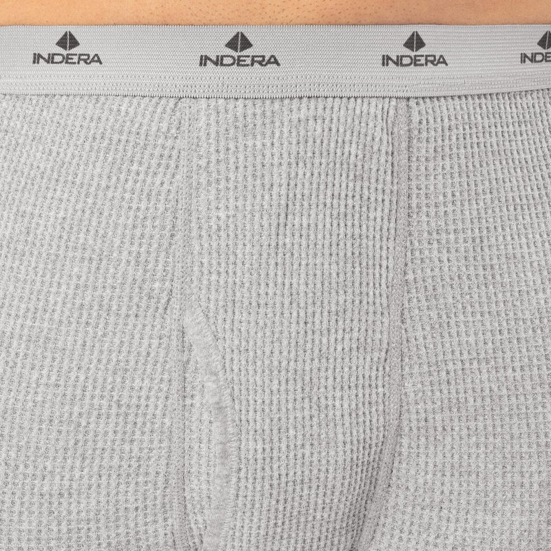 Indera Men's Heavyweight Cotton Waffle Long Johns Thermal Underwear Bottom, Heather Grey, Medium - Image 2